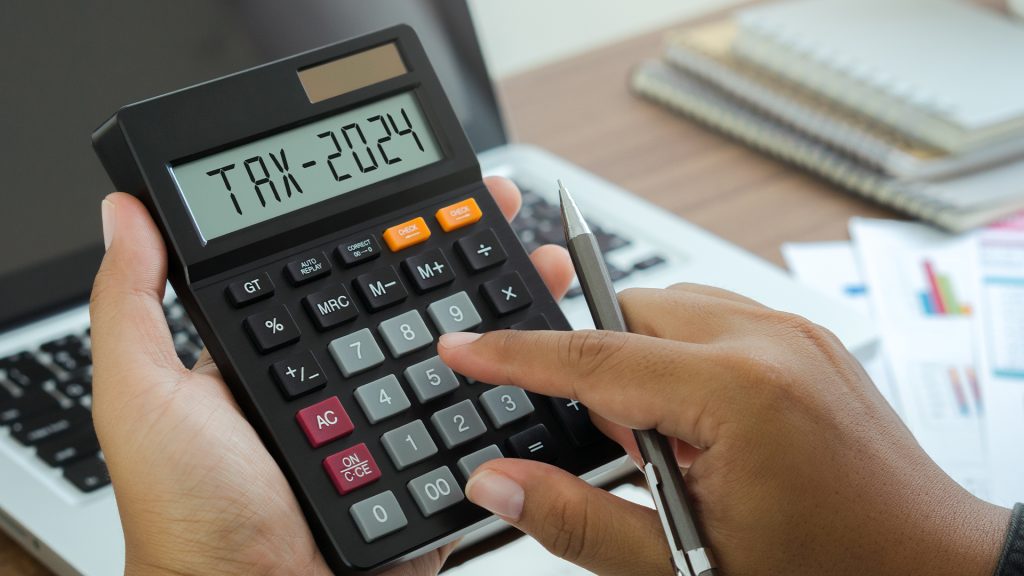 tax 2024 text on a calculator
